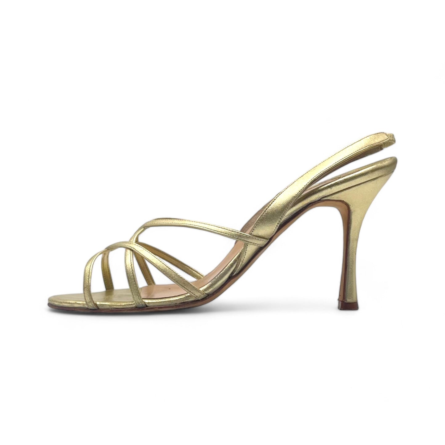 Manolo Gold Strappy Heels (Slingback)