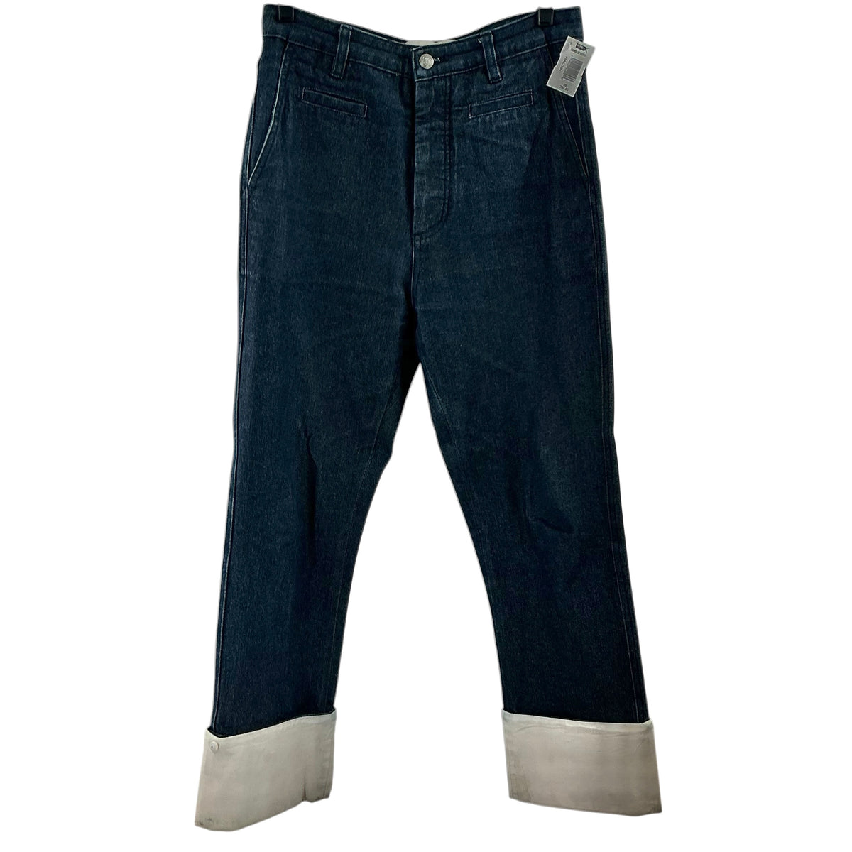 Loewe Contrast Cuffed Fisherman Denim Jeans - Dark Wash Blue