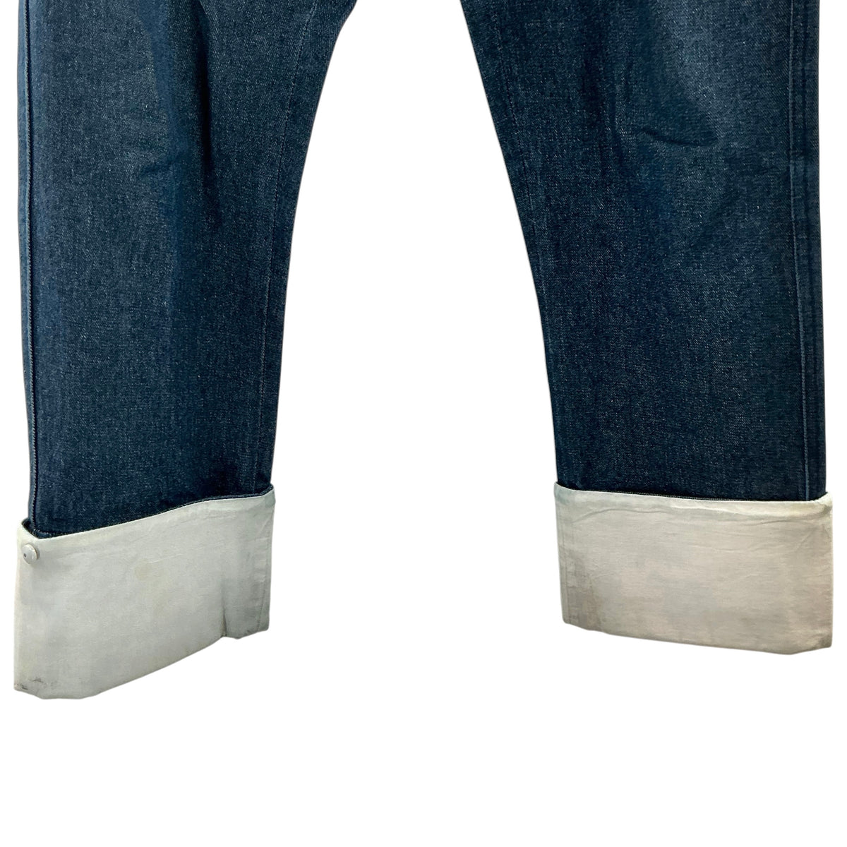 Loewe Contrast Cuffed Fisherman Denim Jeans - Dark Wash Blue