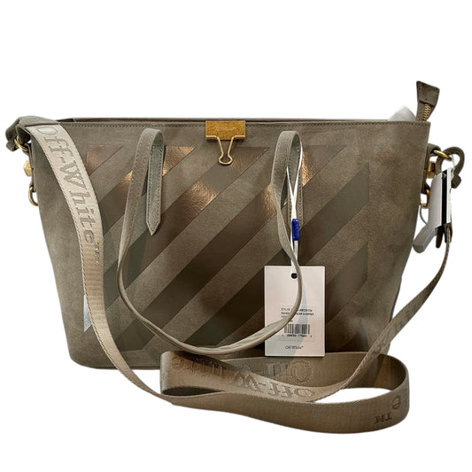 Off-White Diagonal Stripe Binder Shopper Tote Bag – Grey Suede