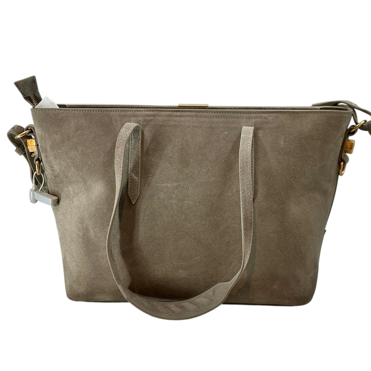 Off-White Diagonal Stripe Binder Shopper Tote Bag – Grey Suede