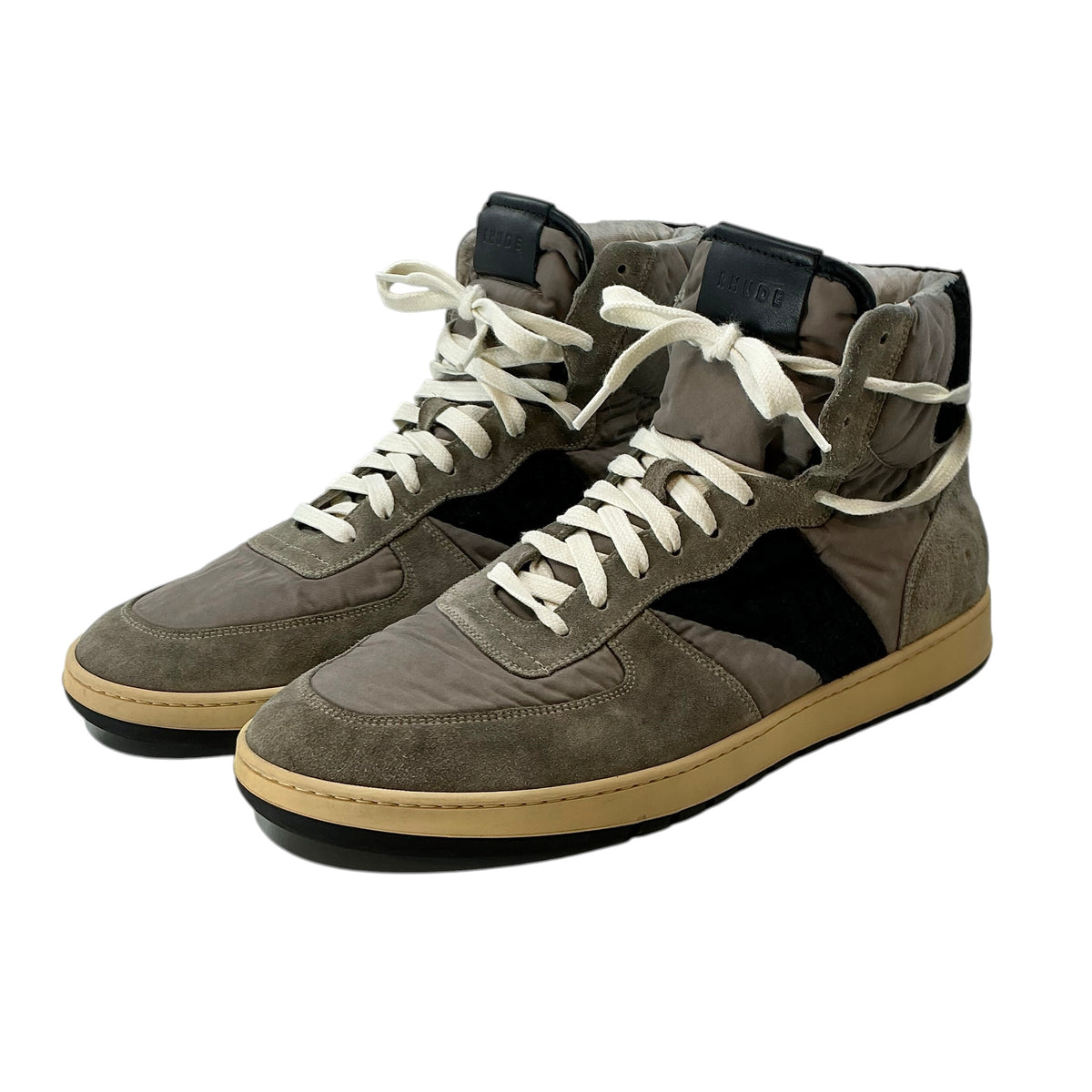 Rhude Rhecess Hi Top Sneakers Grey Black Suede