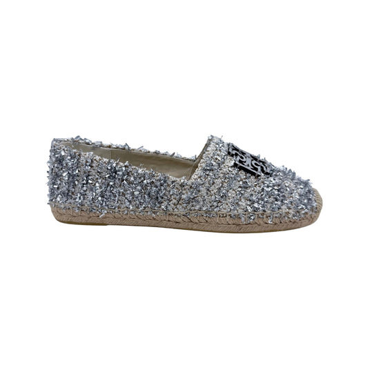 Tory Burch Silver Tweed Espadrille Flats