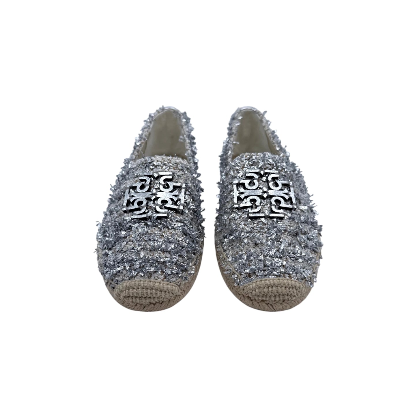 Tory Burch Silver Tweed Espadrille Flats