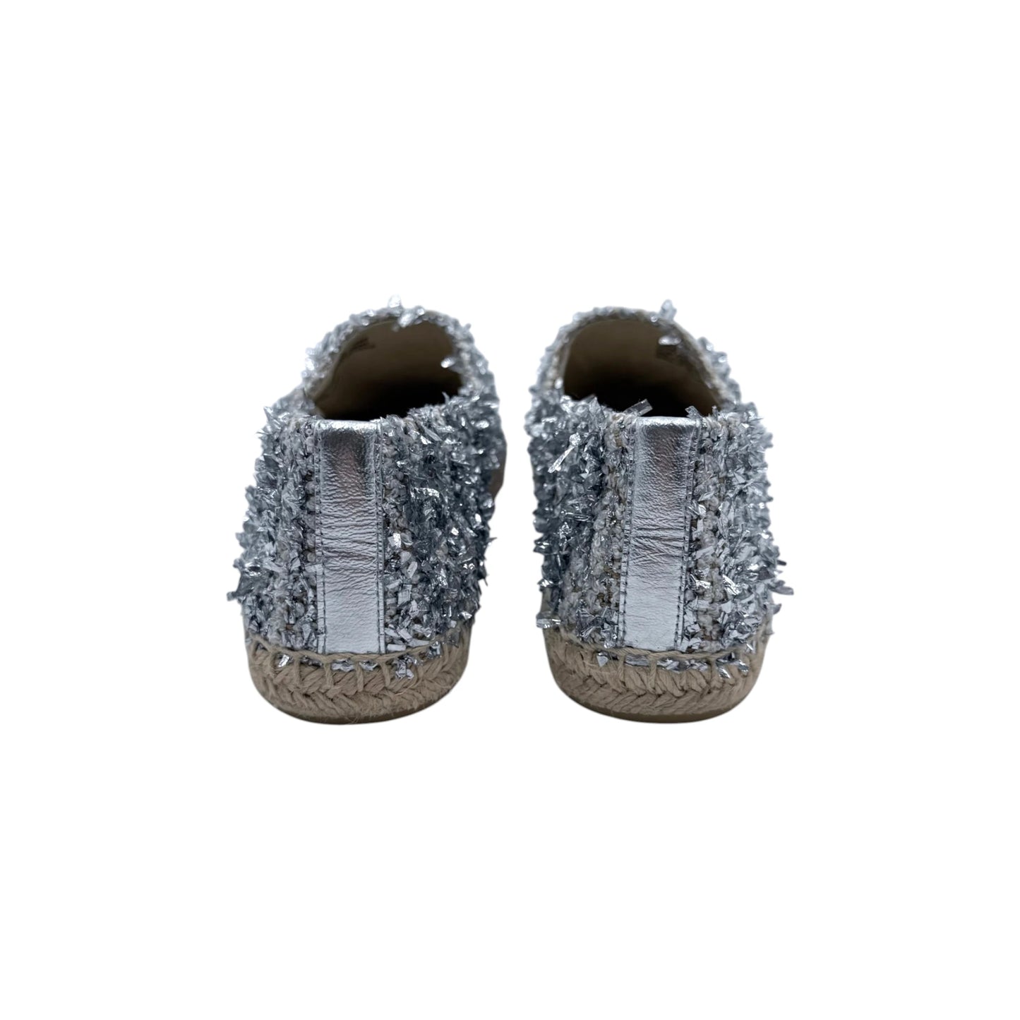 Tory Burch Silver Tweed Espadrille Flats