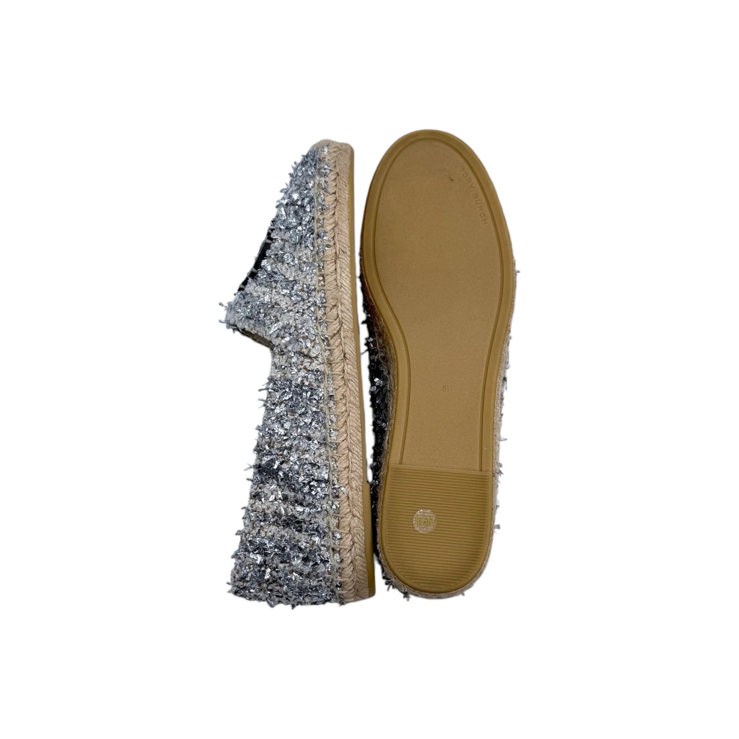 Tory Burch Silver Tweed Espadrille Flats