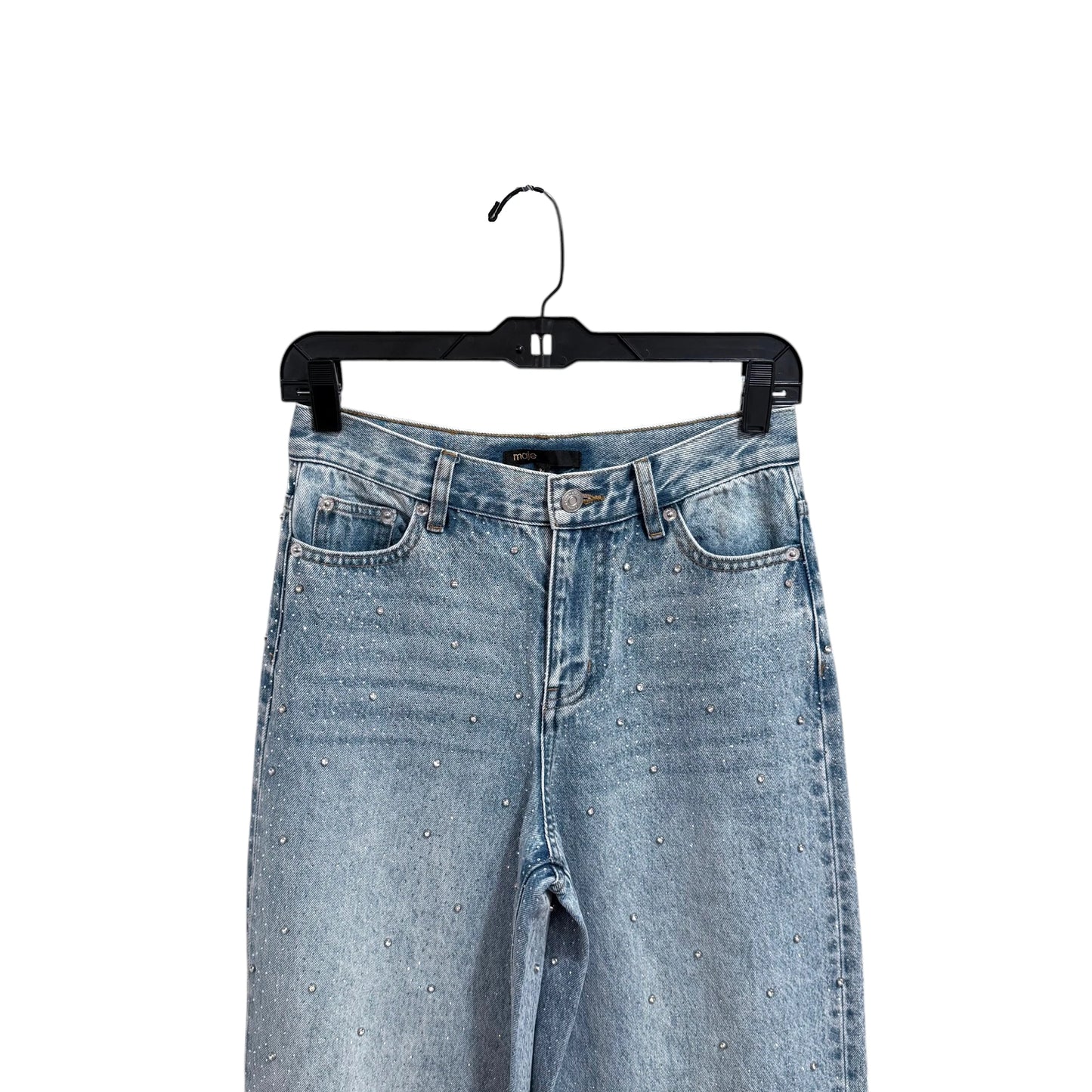 Maje Wide-leg All-over Rhinestone Jeans