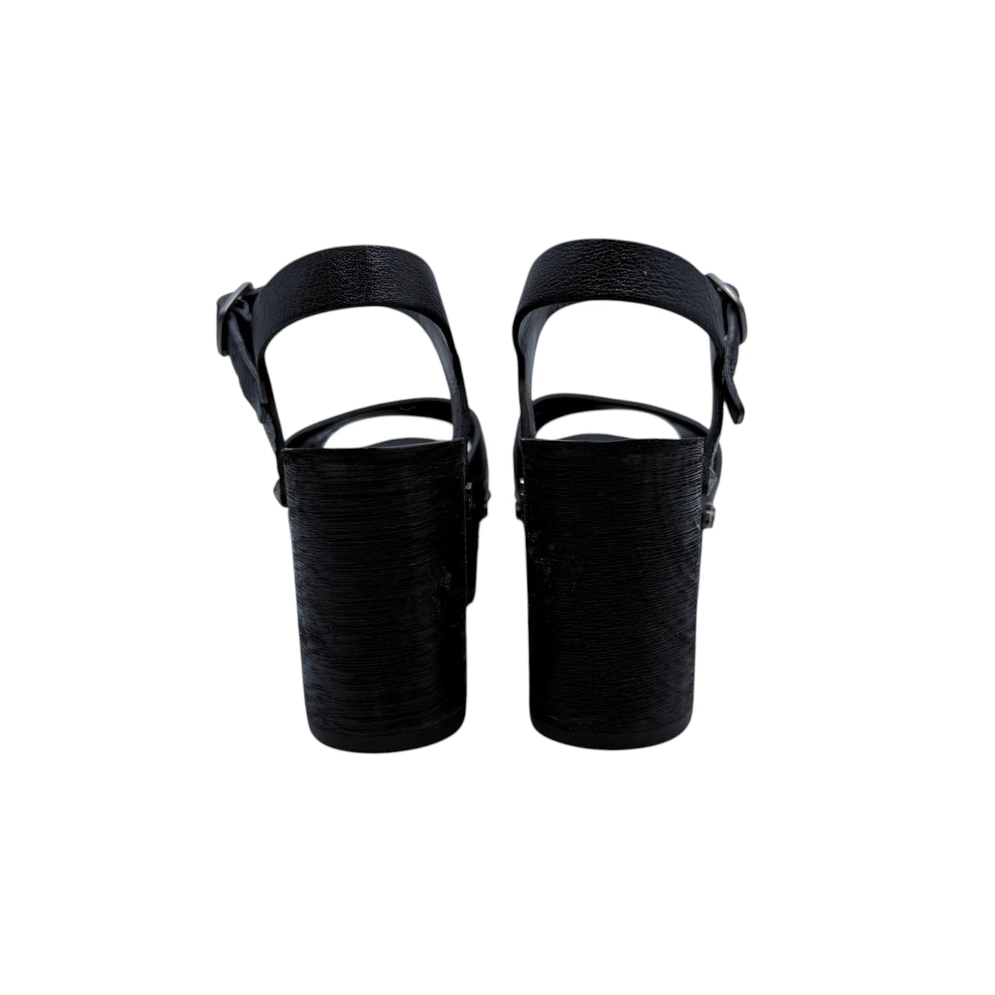 Chanel Clog Black Wood Platform Sandals