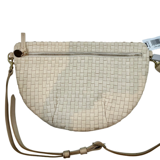 Clare V. Grande Fanny Crossbody Bag in Cream Woven Checker Leather