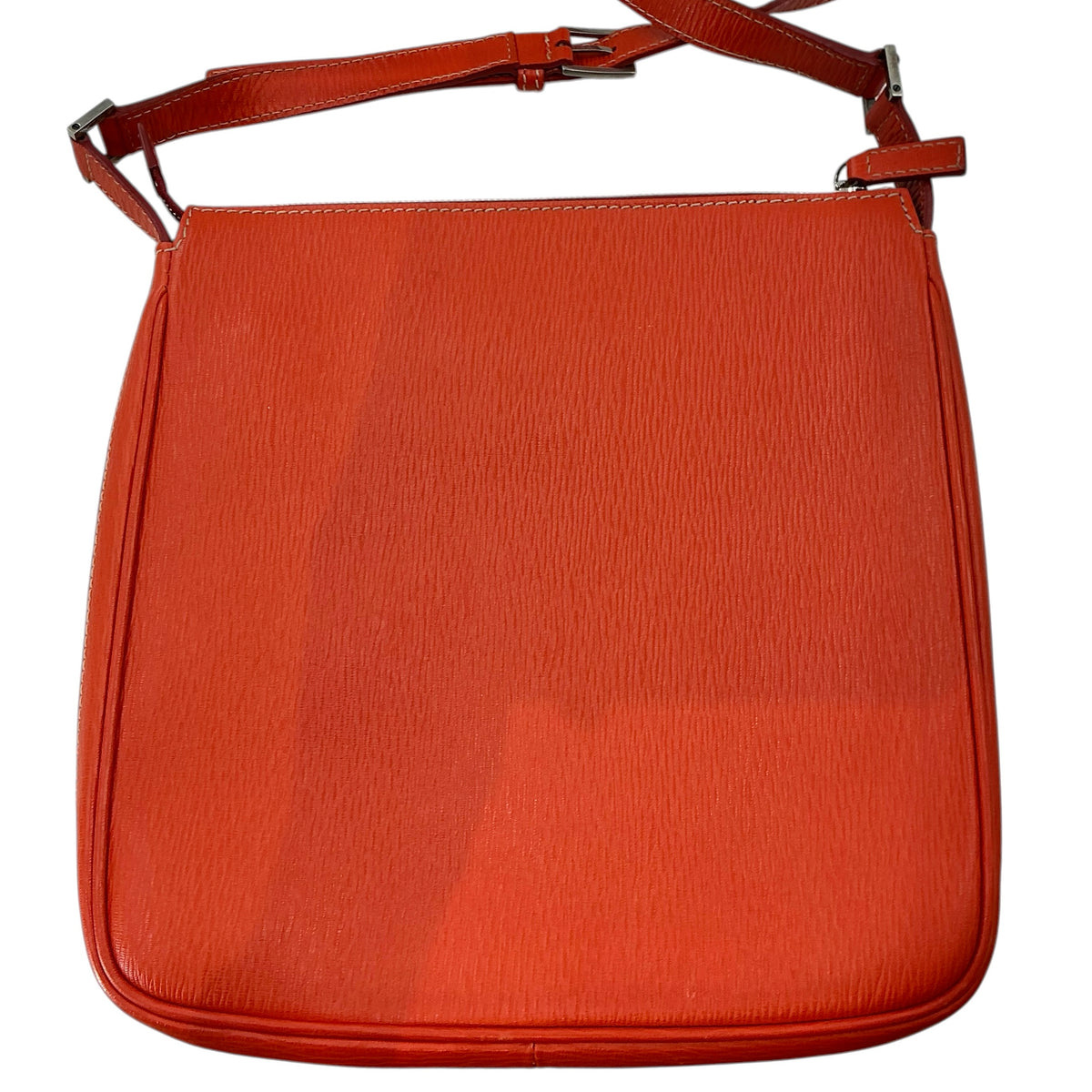 Salvatore Ferragamo Orange Textured Leather Crossbody Messenger Bag
