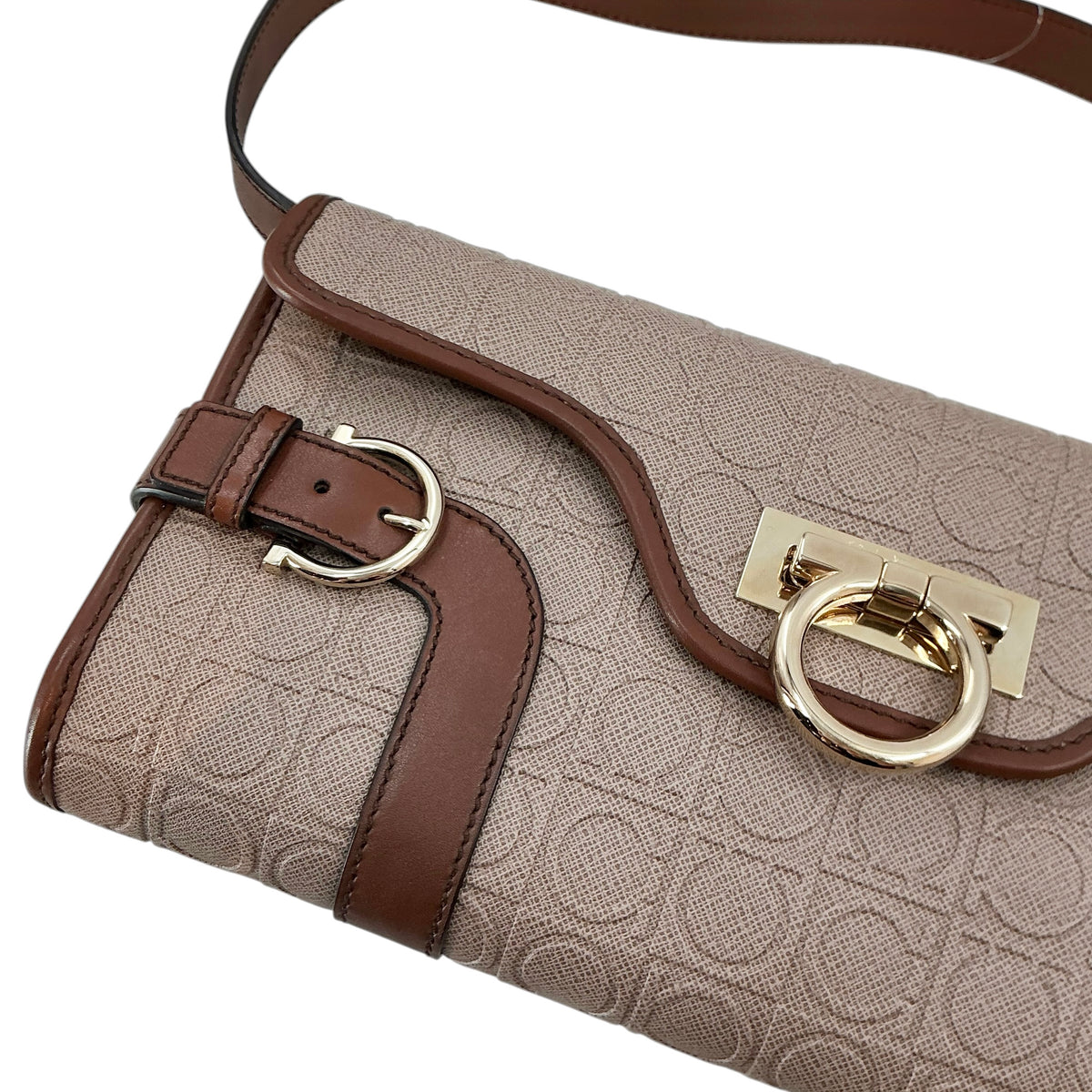 Salvatore Ferragamo Gancini Embossed Shoulder Bag