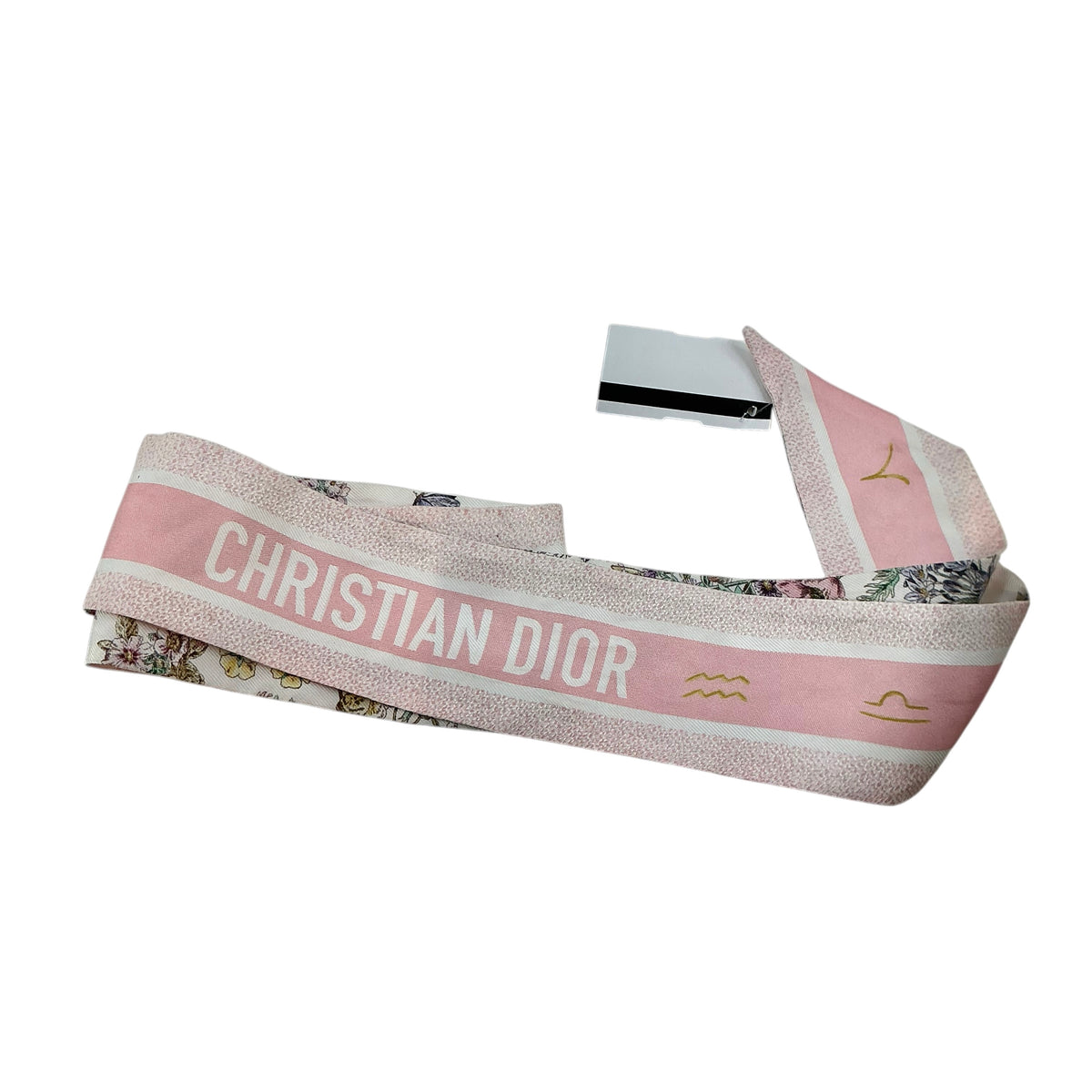 Christian Dior Pink Toile de Jouy Sauvage Silk Mitzah Scarf