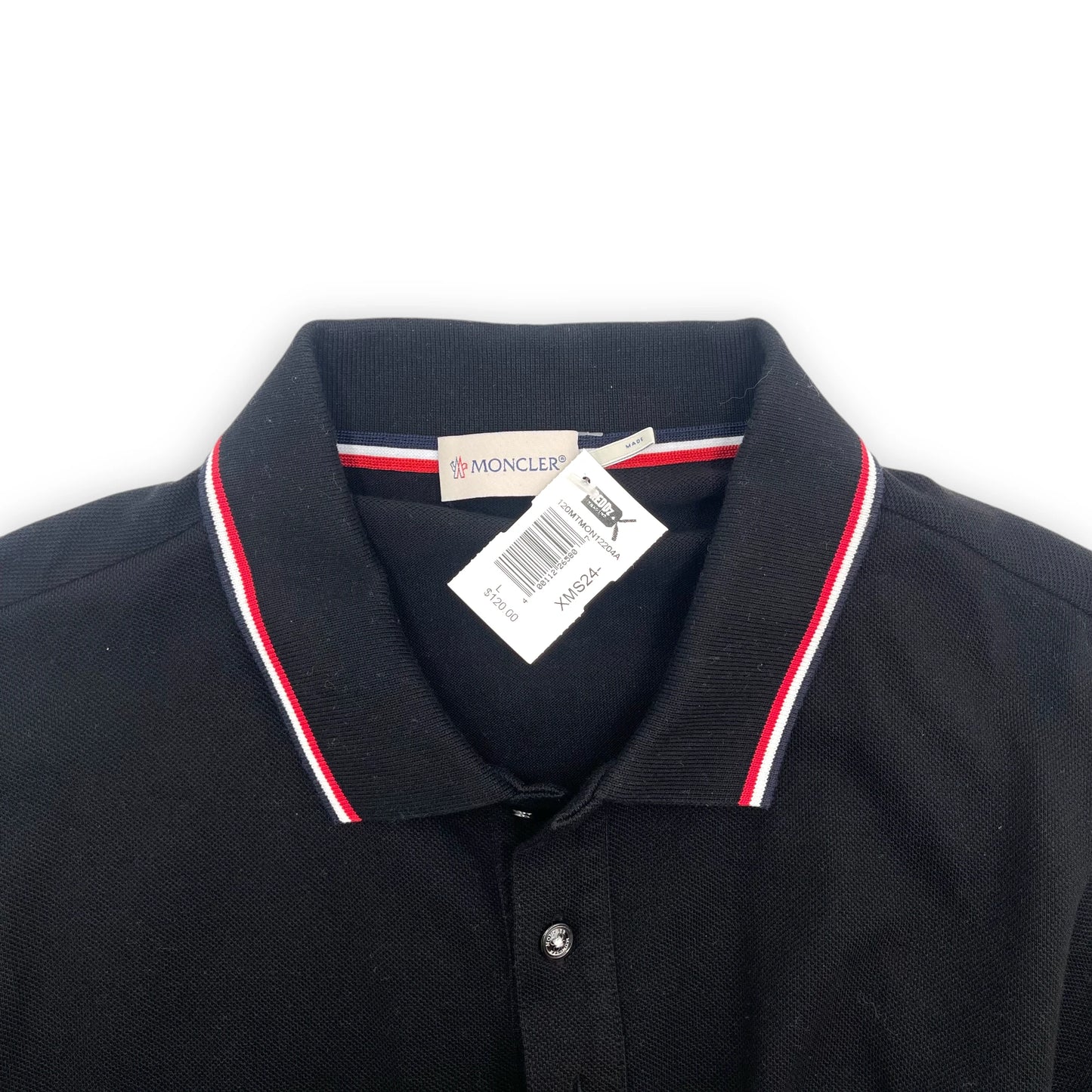 Moncler Black Long Sleeve Polo Men L