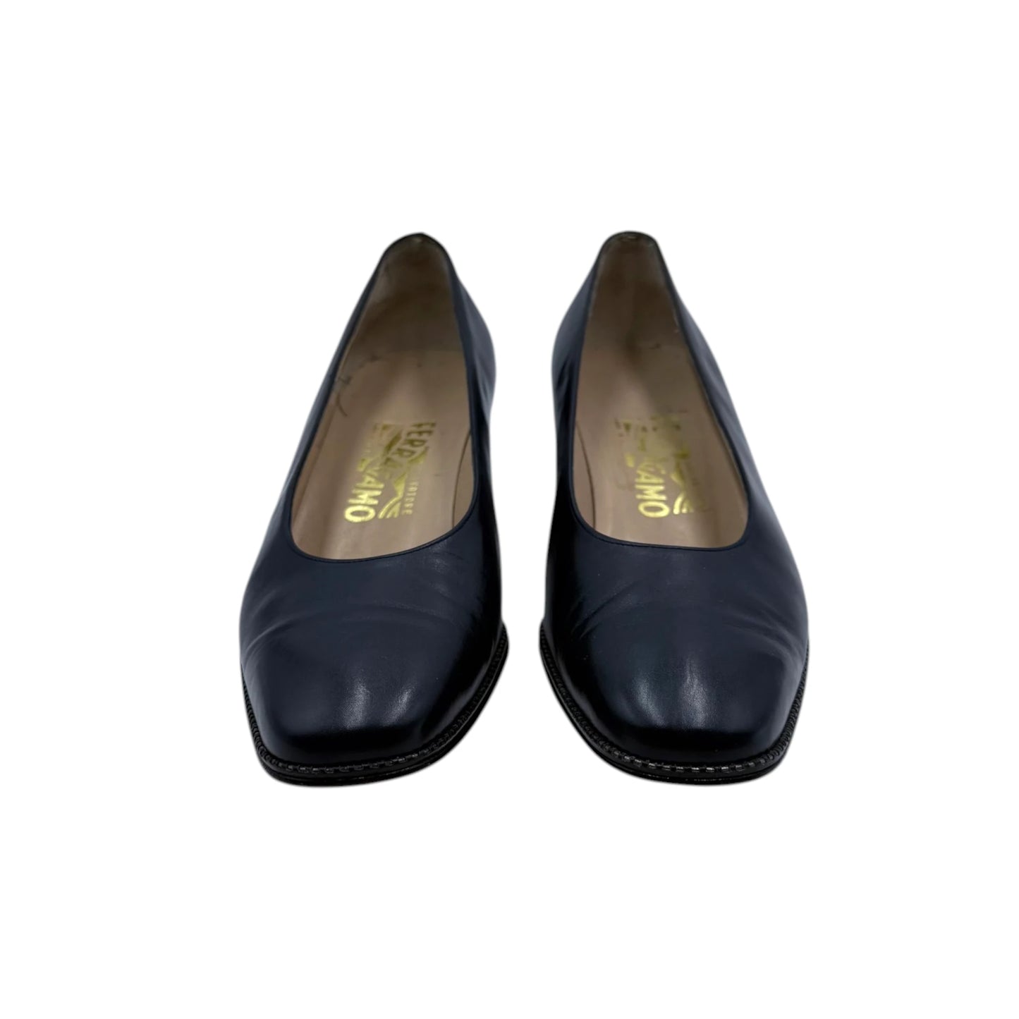 Salvatore Ferragamo Navy Low Heels