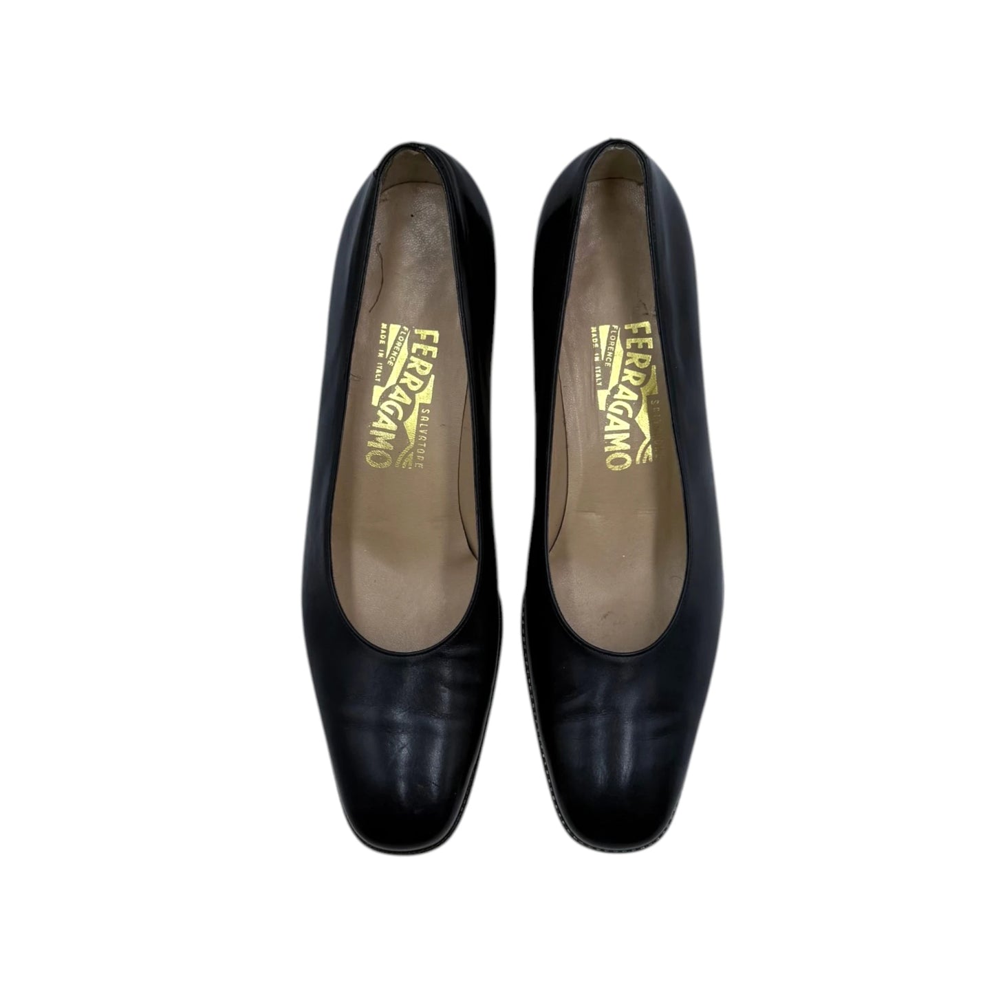 Salvatore Ferragamo Navy Low Heels