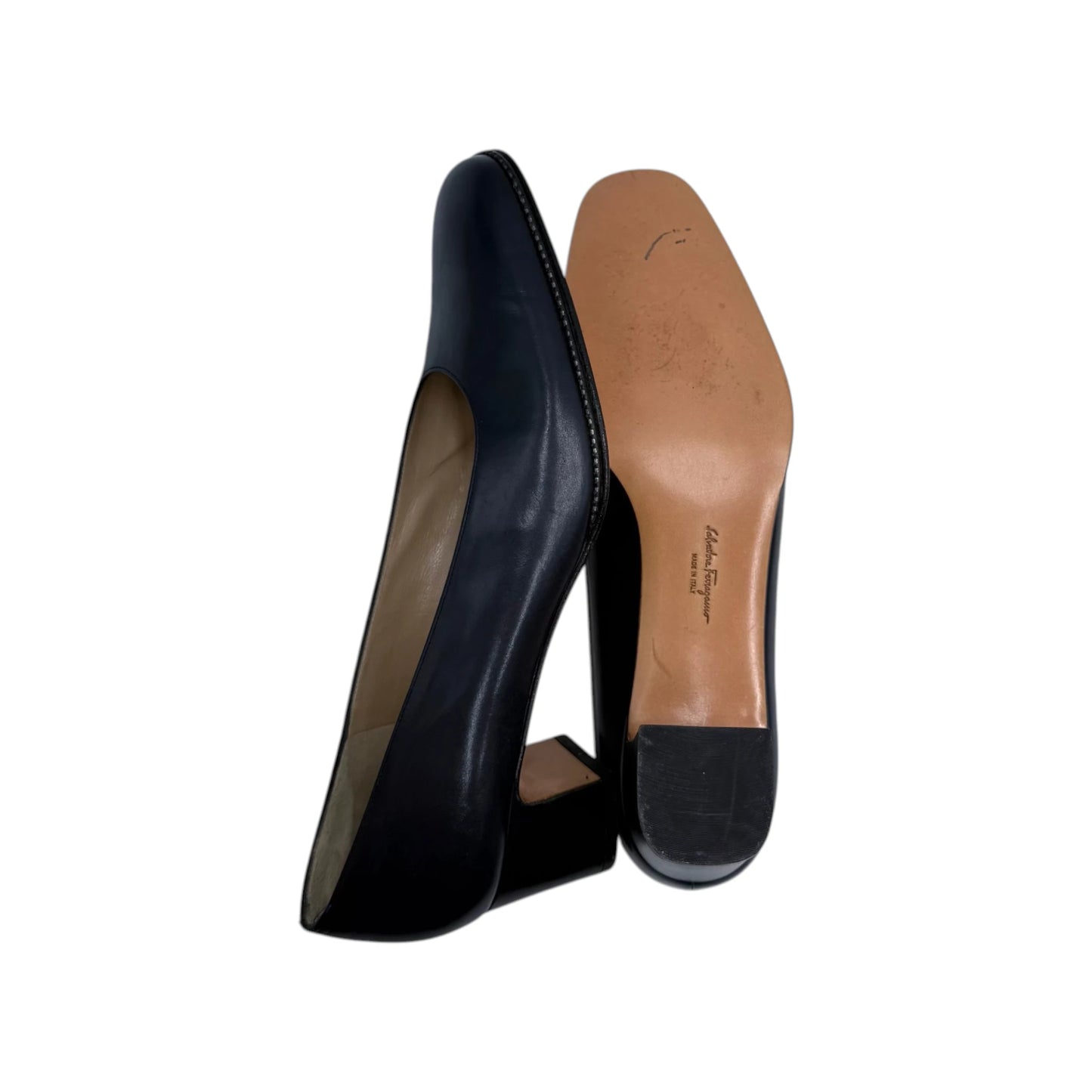 Salvatore Ferragamo Navy Low Heels