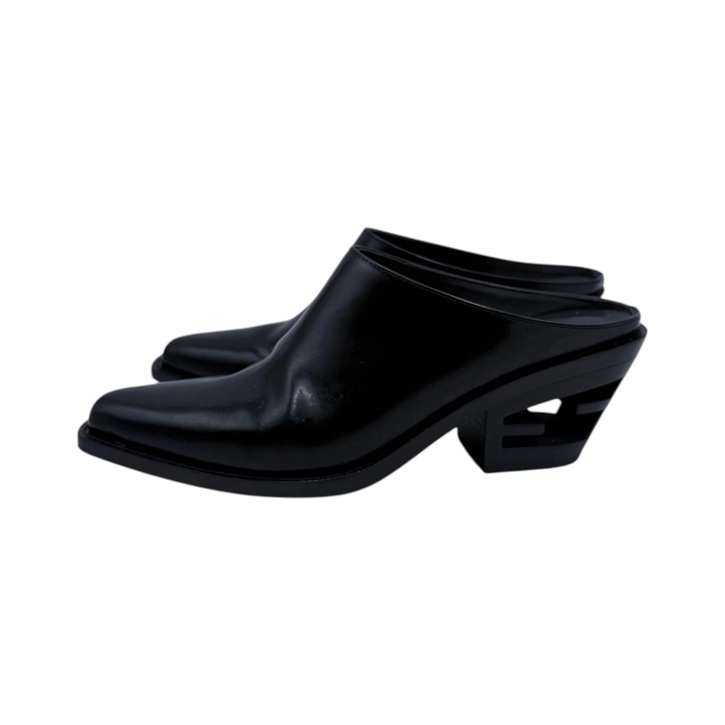 Fendi Black Cut Heel Mules