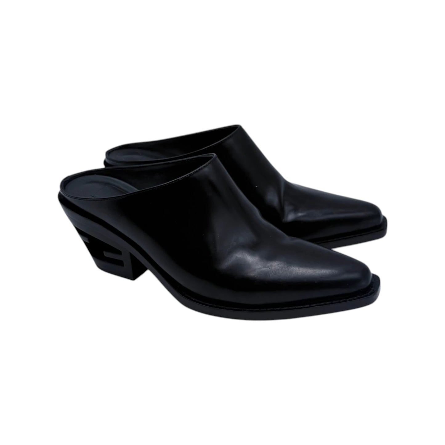 Fendi Black Cut Heel Mules