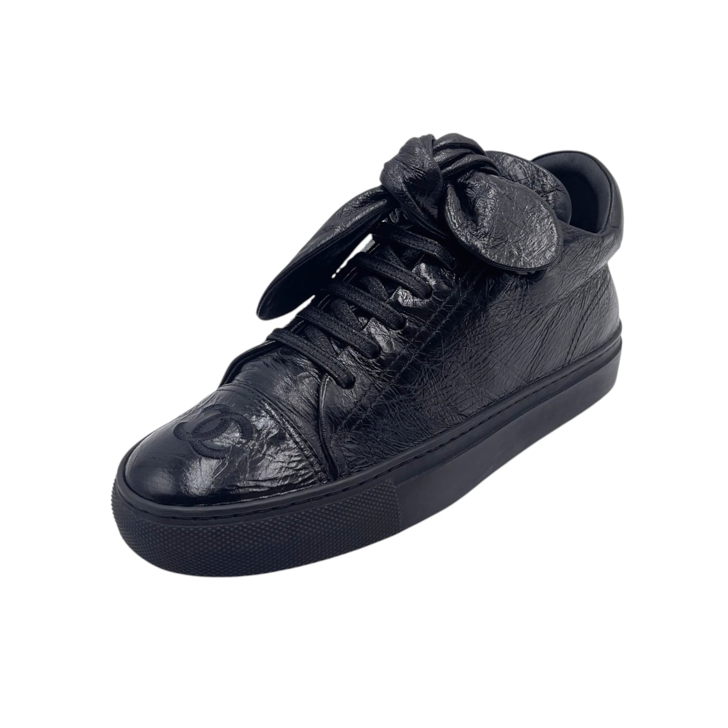 Chanel Crinkle Patent Bow Snkr