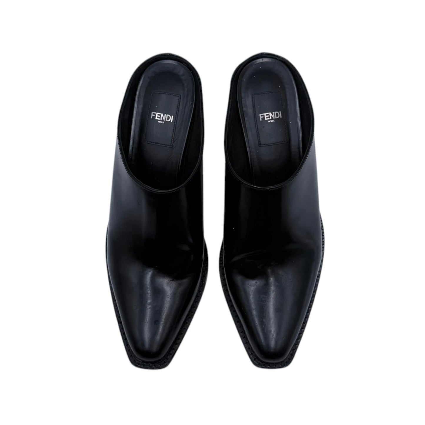 Fendi Black Cut Heel Mules