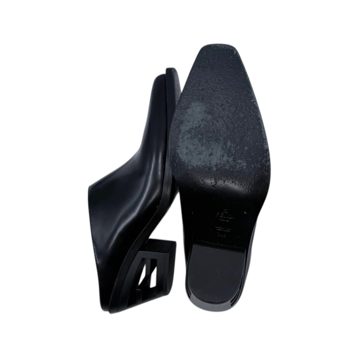 Fendi Black Cut Heel Mules