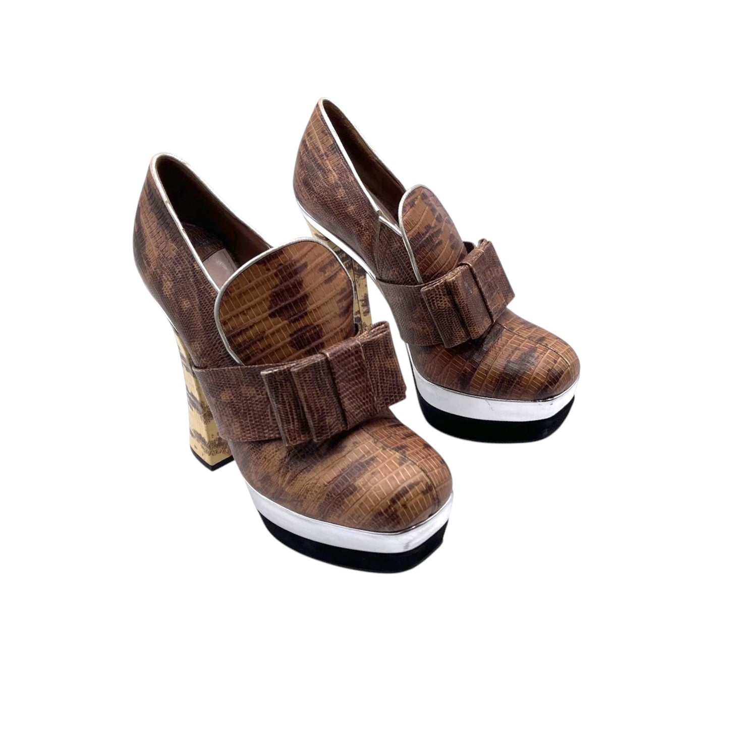 Miu Miu Leather Bow Platfrom
