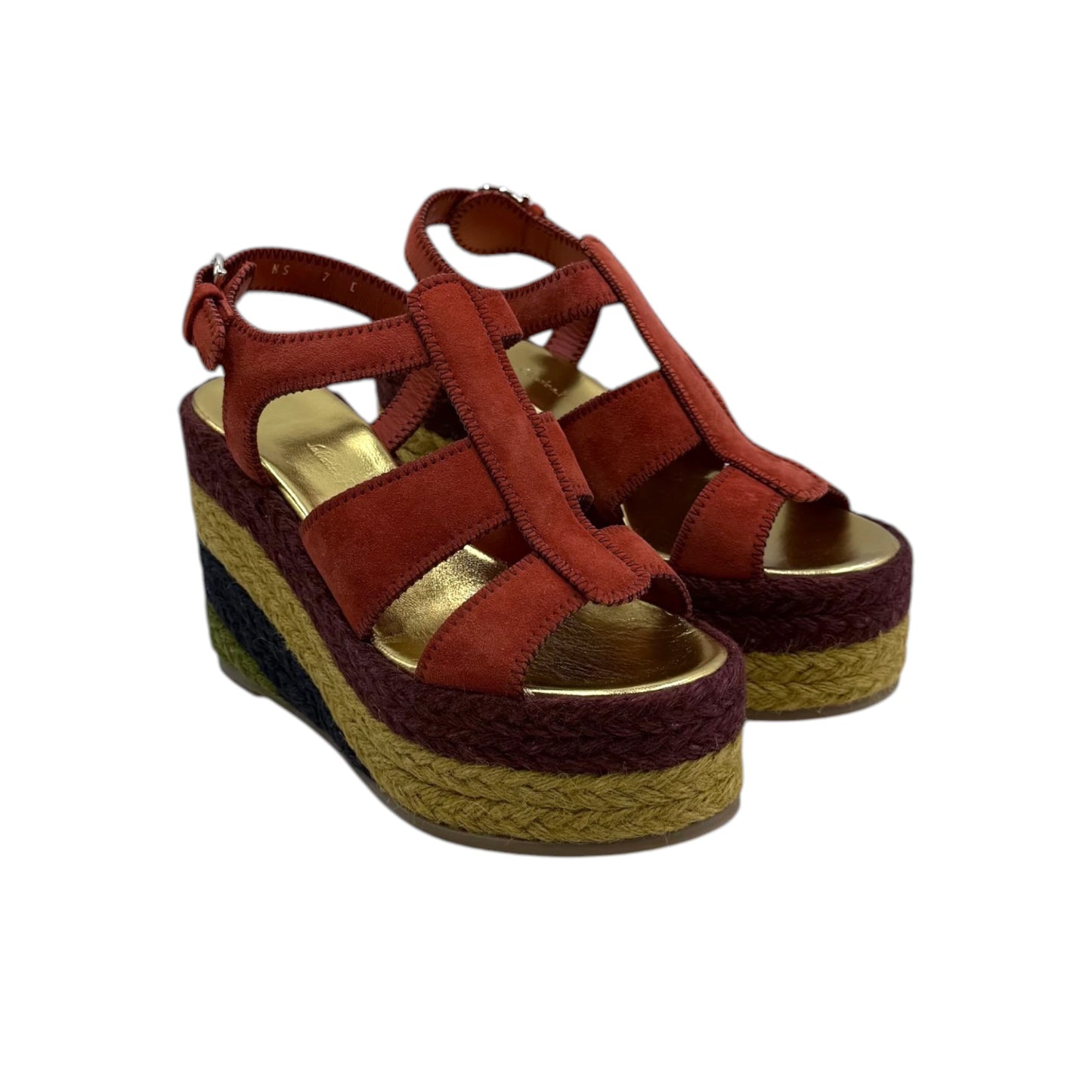 Salvatore Ferragamo Gancini Logo Suede Wedges