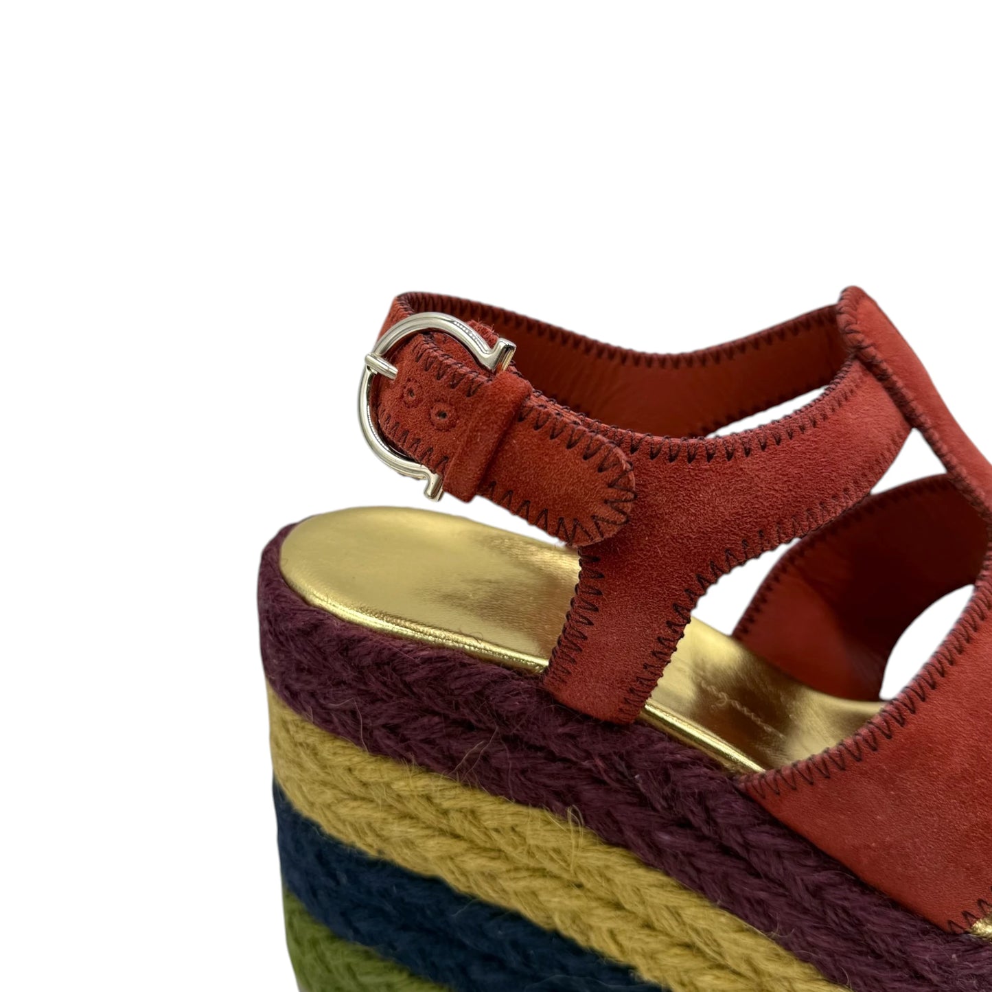 Salvatore Ferragamo Gancini Logo Suede Wedges