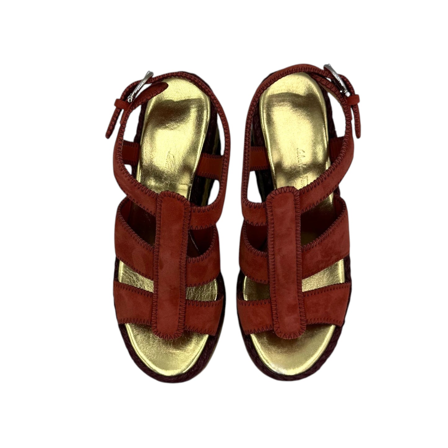 Salvatore Ferragamo Gancini Logo Suede Wedges