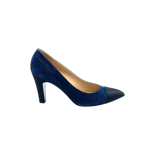 Chanel Gabriel Cap Toe Blue Suede Pump