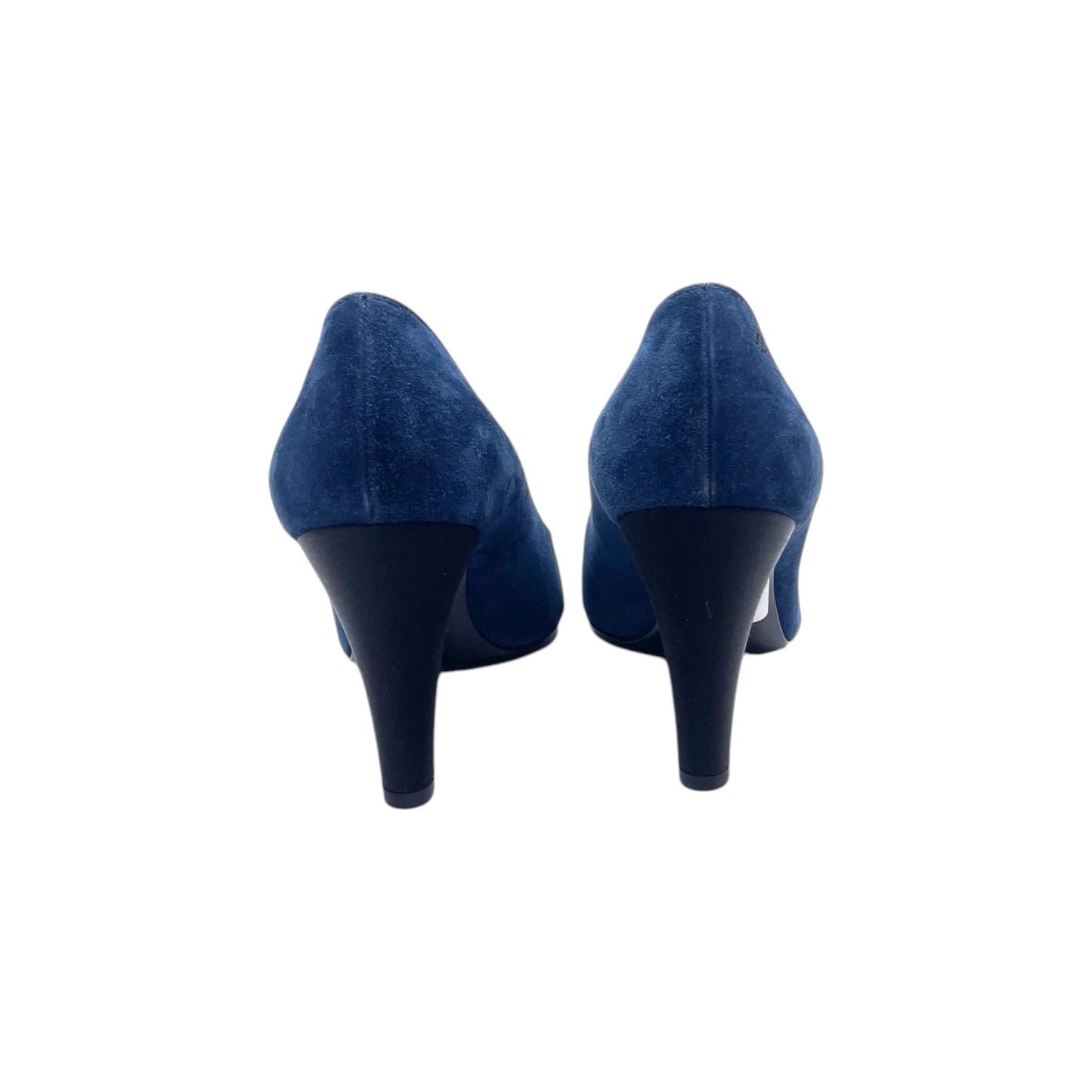 Chanel Gabriel Cap Toe Blue Suede Pump