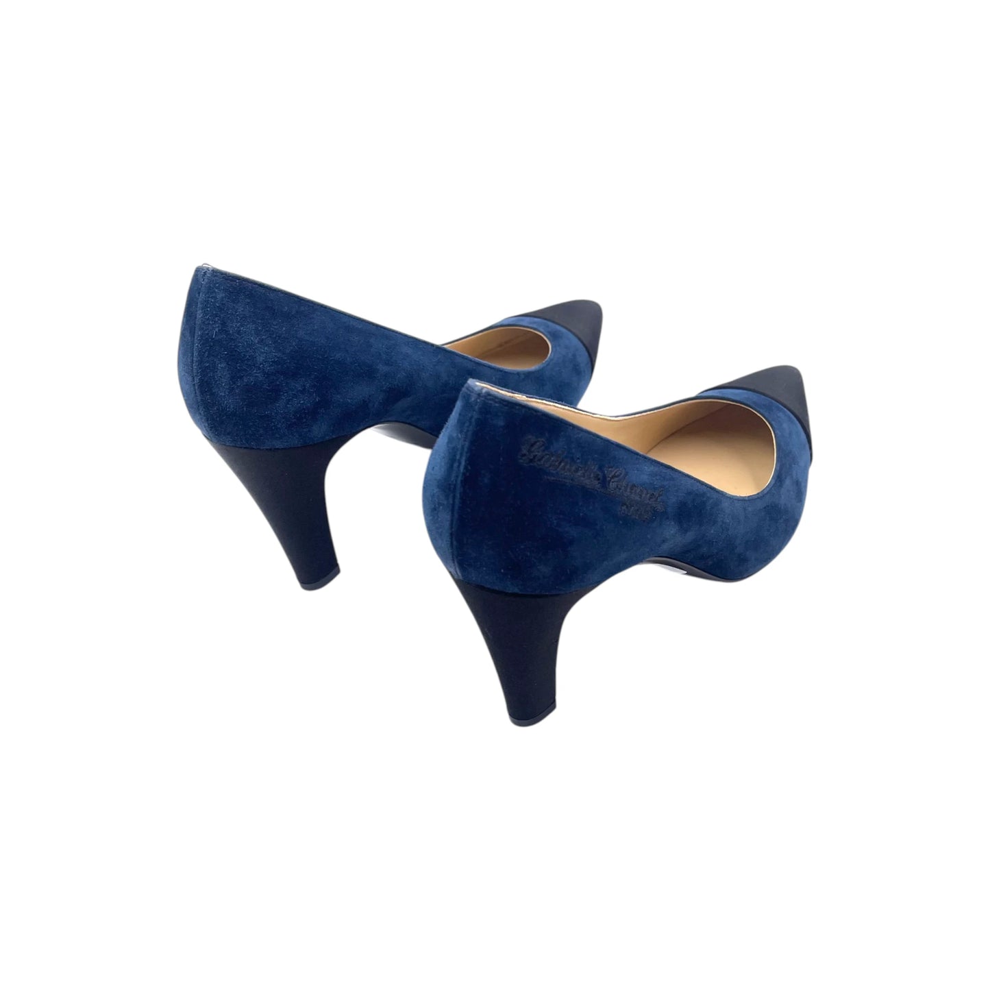 Chanel Gabriel Cap Toe Blue Suede Pump