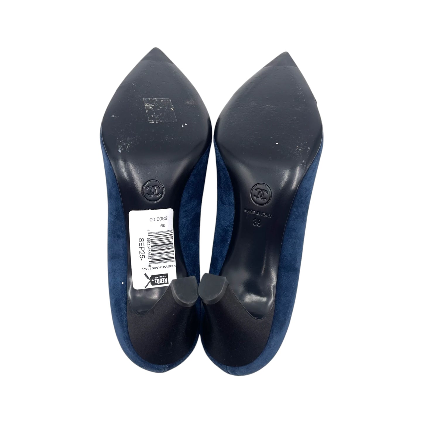 Chanel Gabriel Cap Toe Blue Suede Pump