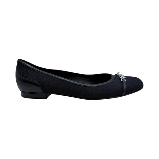 Gucci Black Canvas Chain Flats