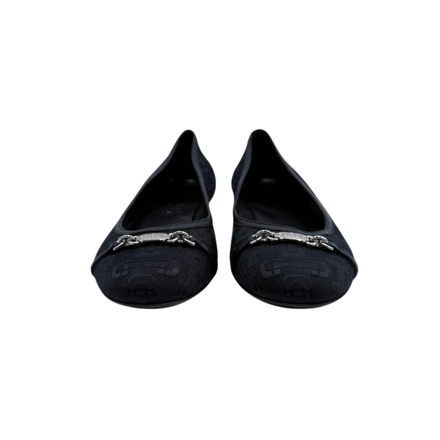 Gucci Black Canvas Chain Flats