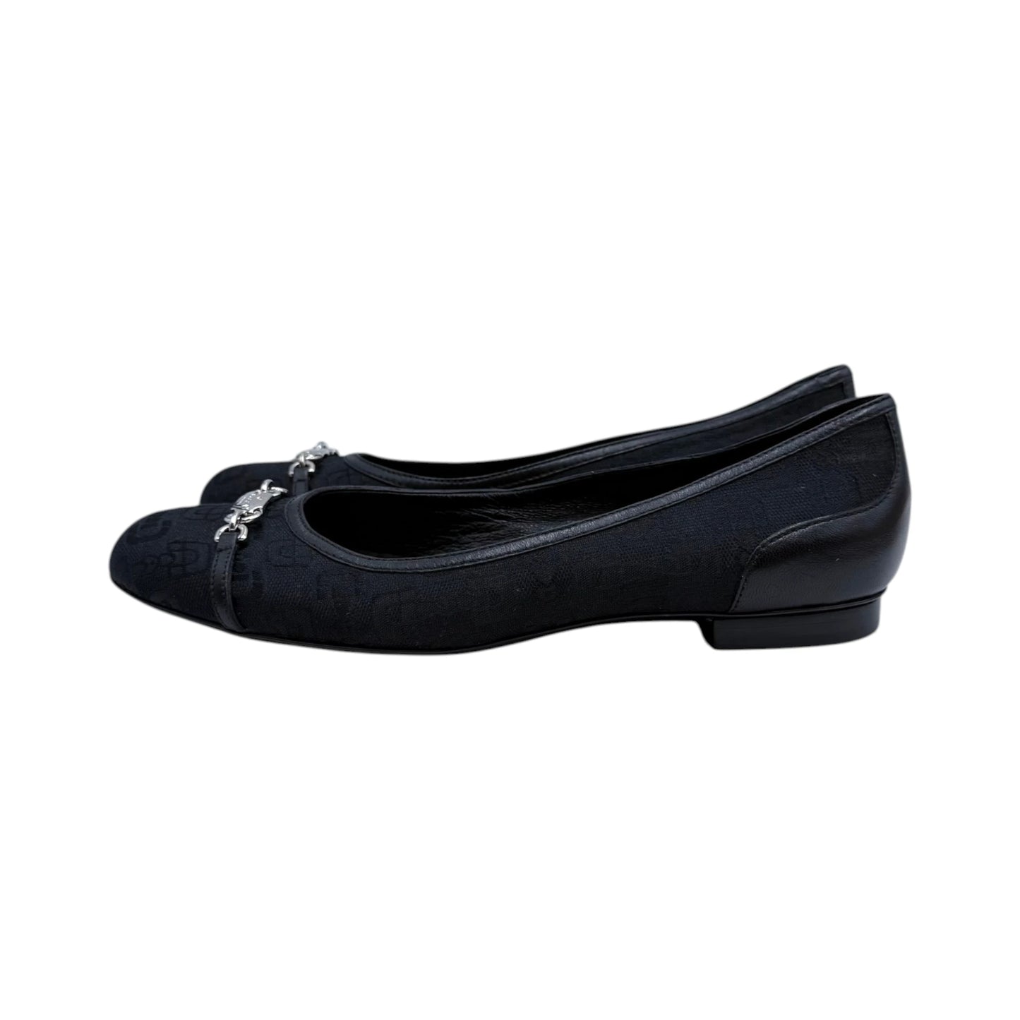 Gucci Black Canvas Chain Flats