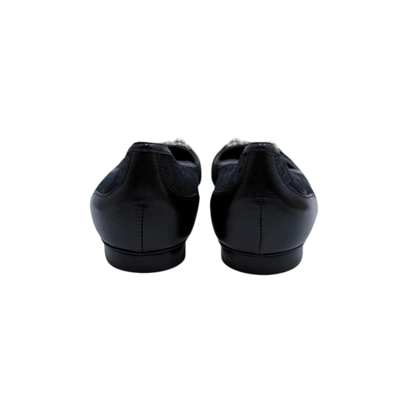 Gucci Black Canvas Chain Flats