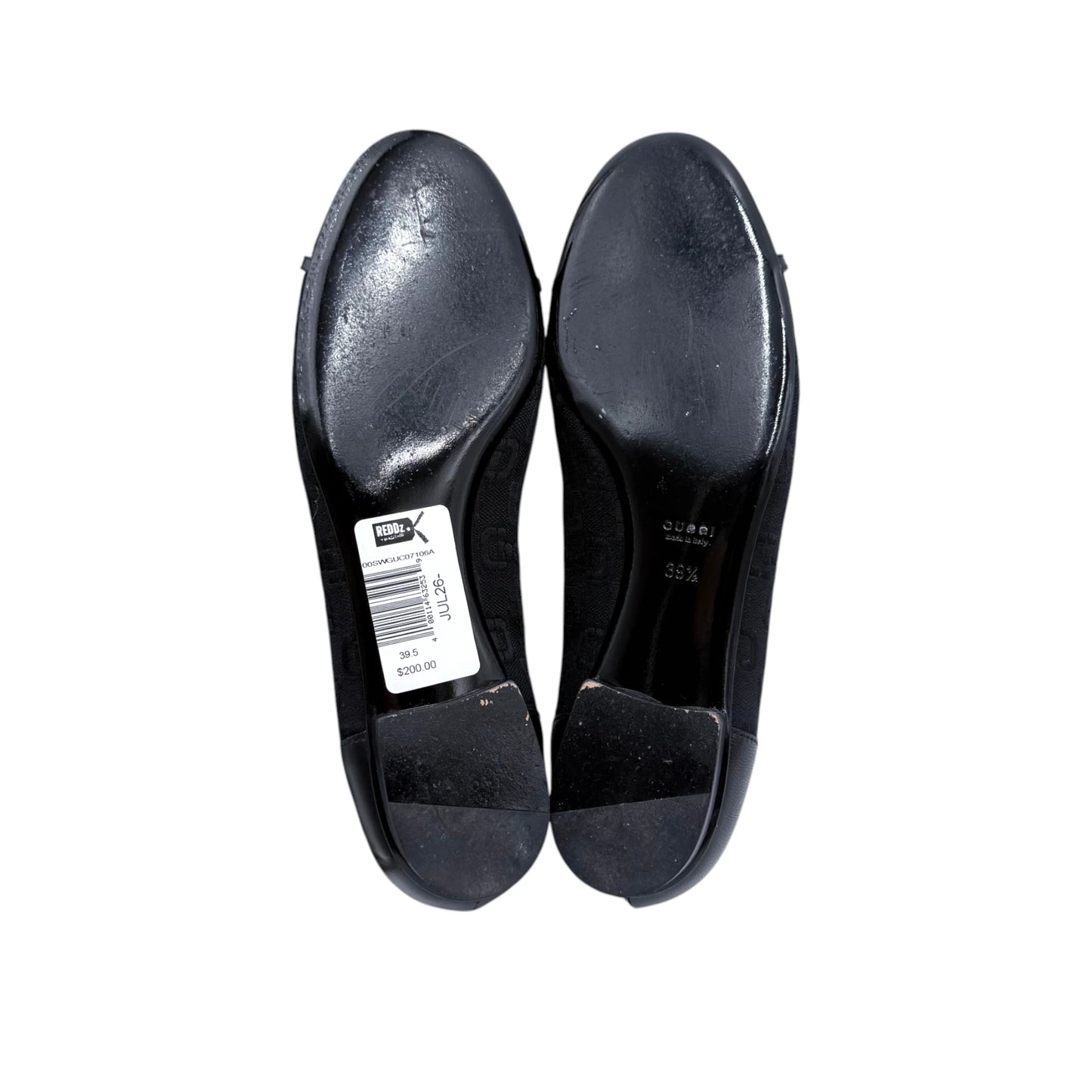 Gucci Black Canvas Chain Flats