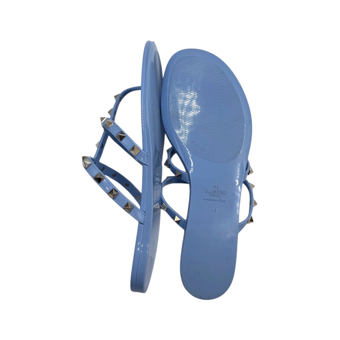 Valentino Garavani Blue Rockstud Rubber Sandals