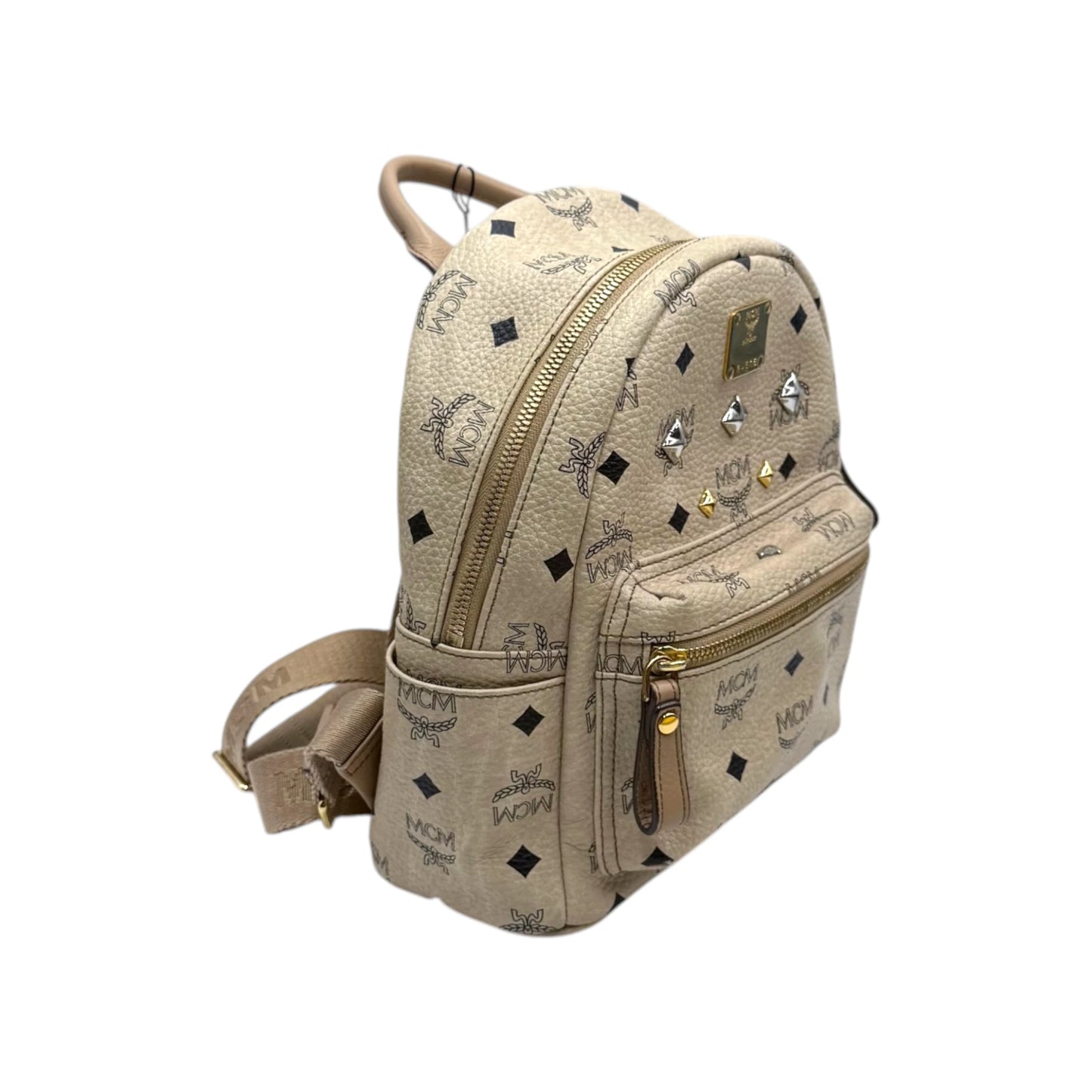 MCM Beige Visetos Stark Stud Backpack