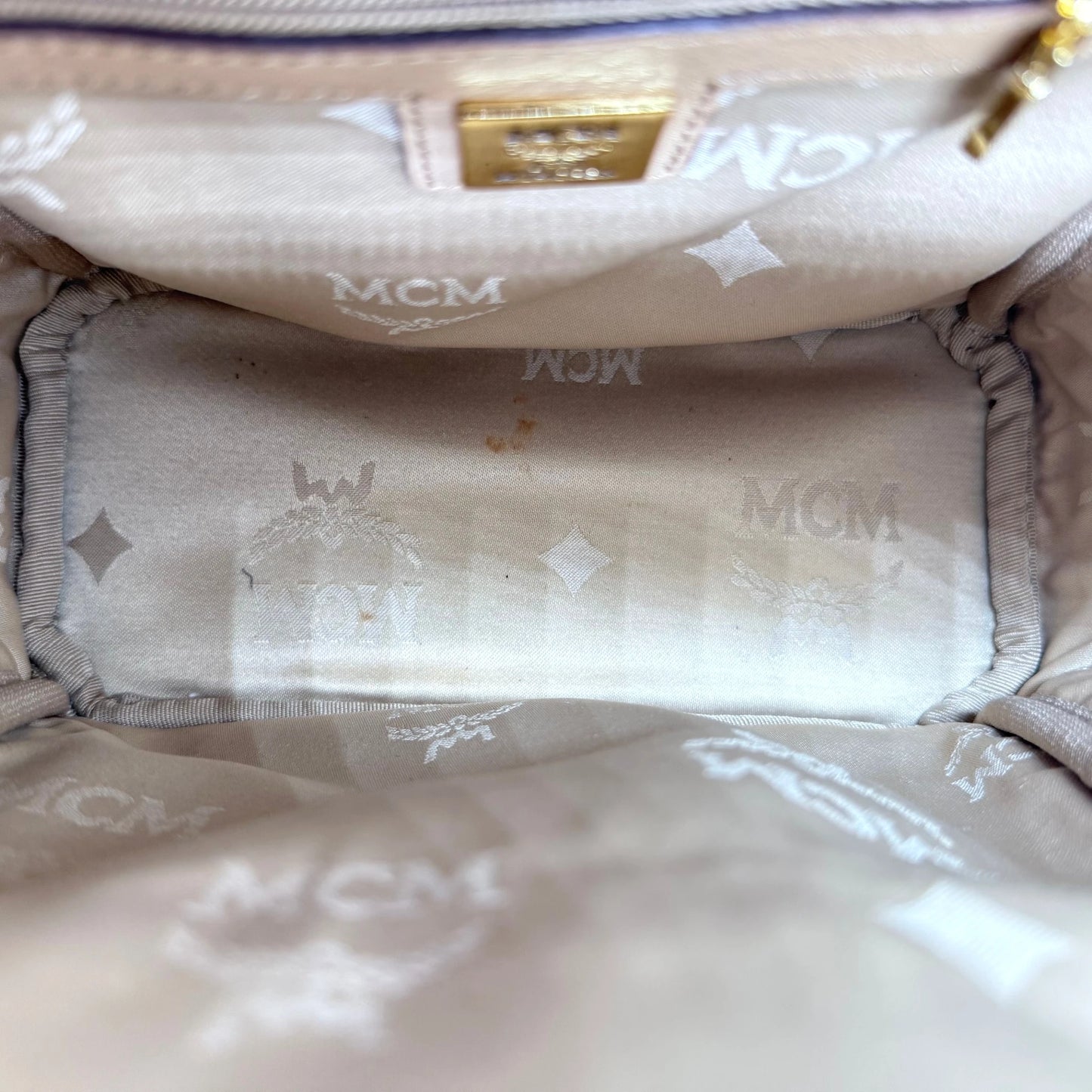 MCM Beige Visetos Stark Stud Backpack