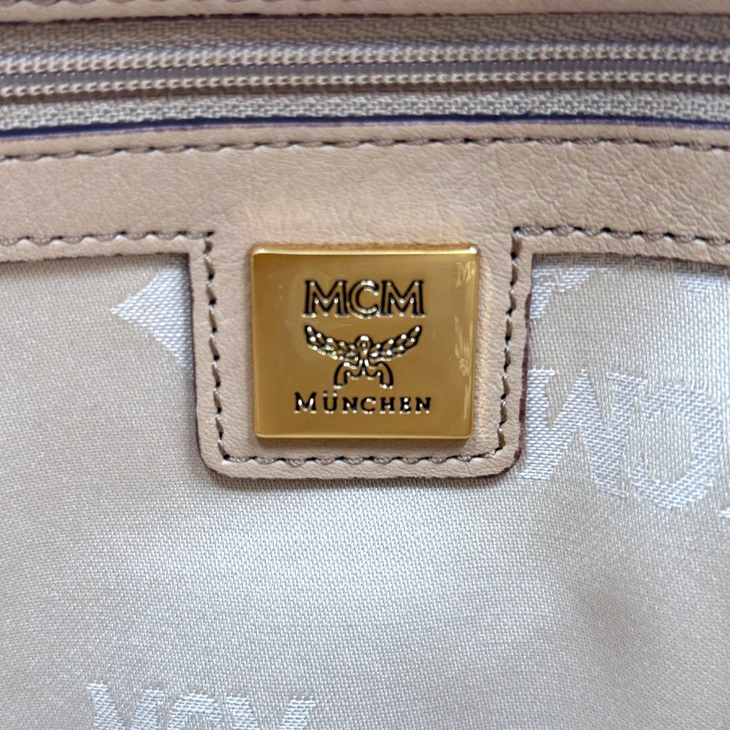 MCM Beige Visetos Stark Stud Backpack