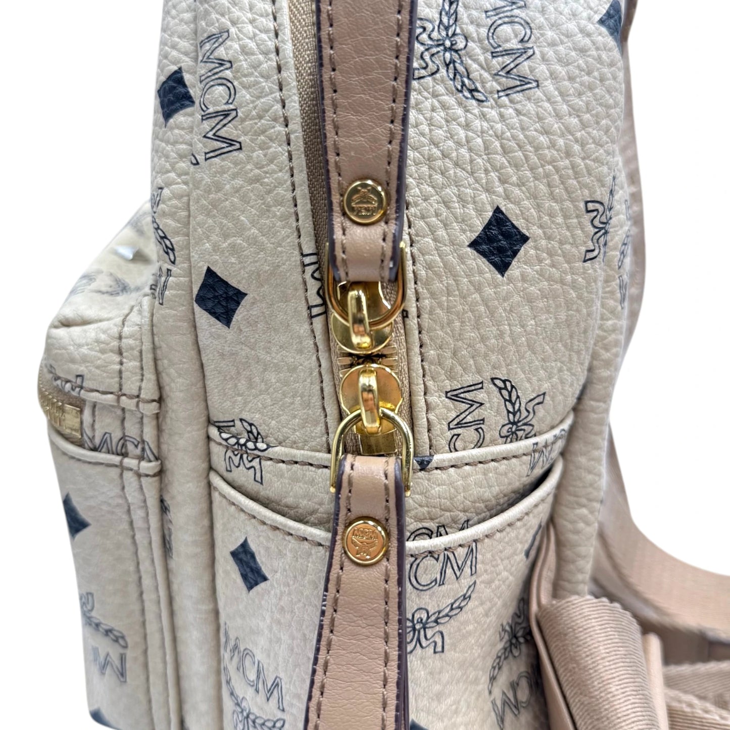 MCM Beige Visetos Stark Stud Backpack