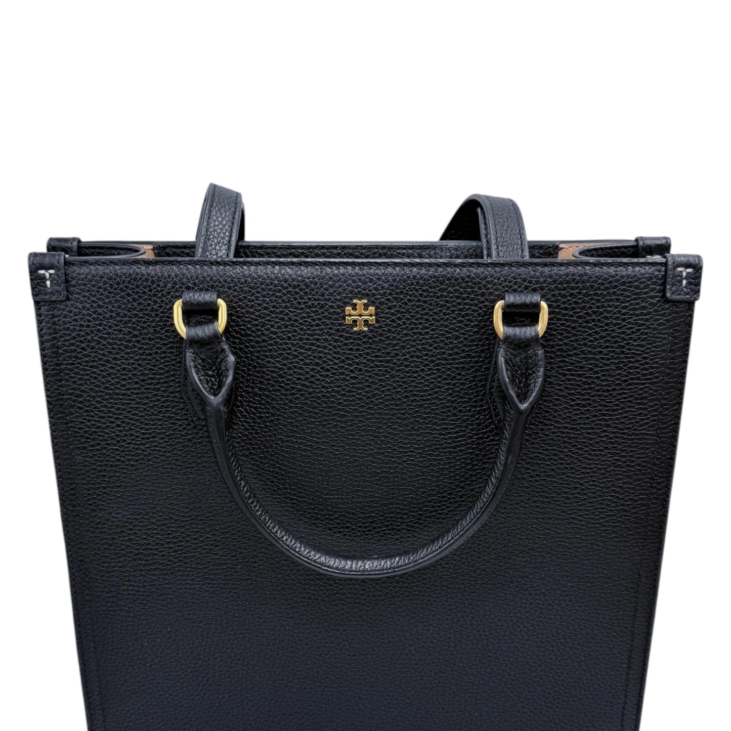 Tory Burch Black Pebbled Leather Shopper Tote