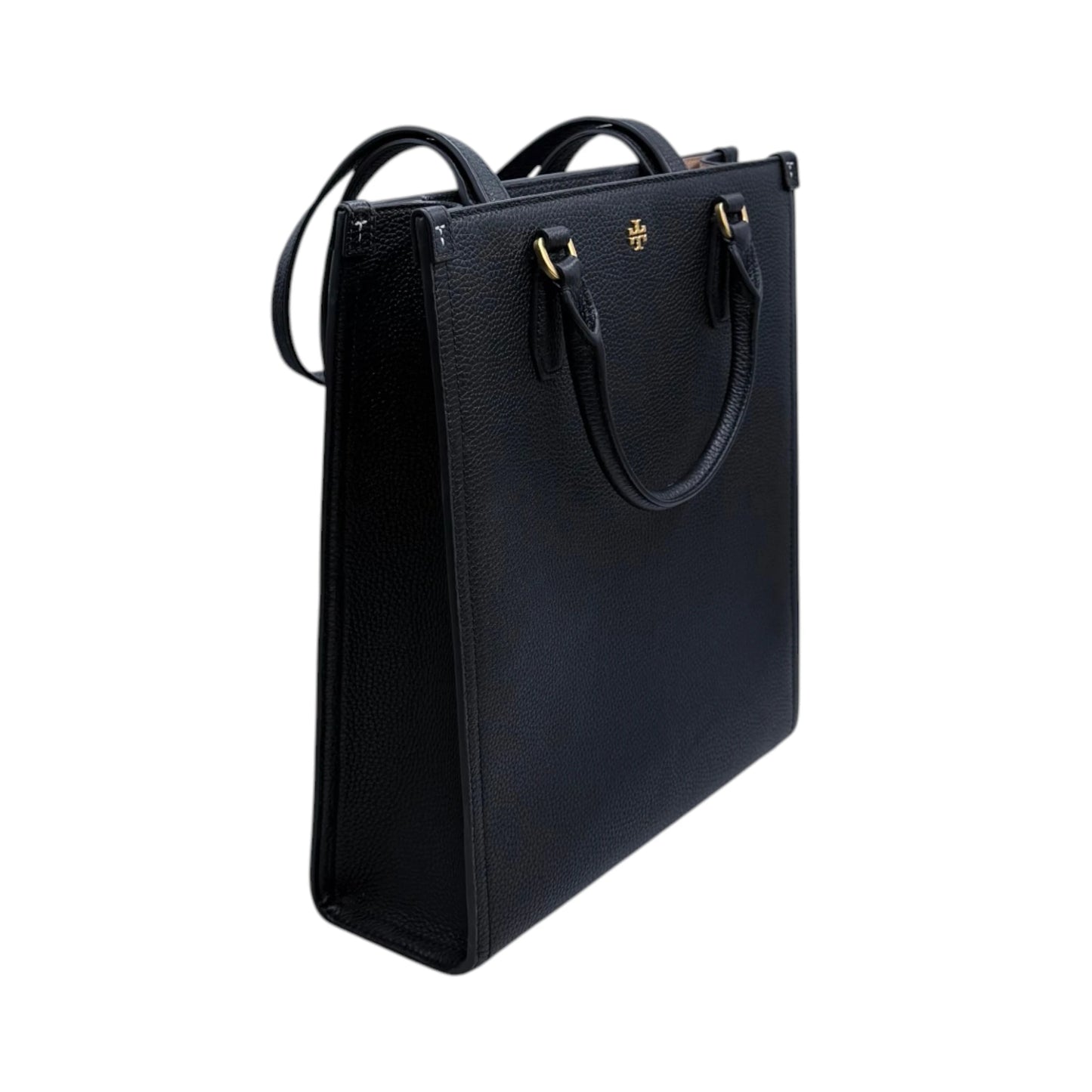 Tory Burch Black Pebbled Leather Shopper Tote