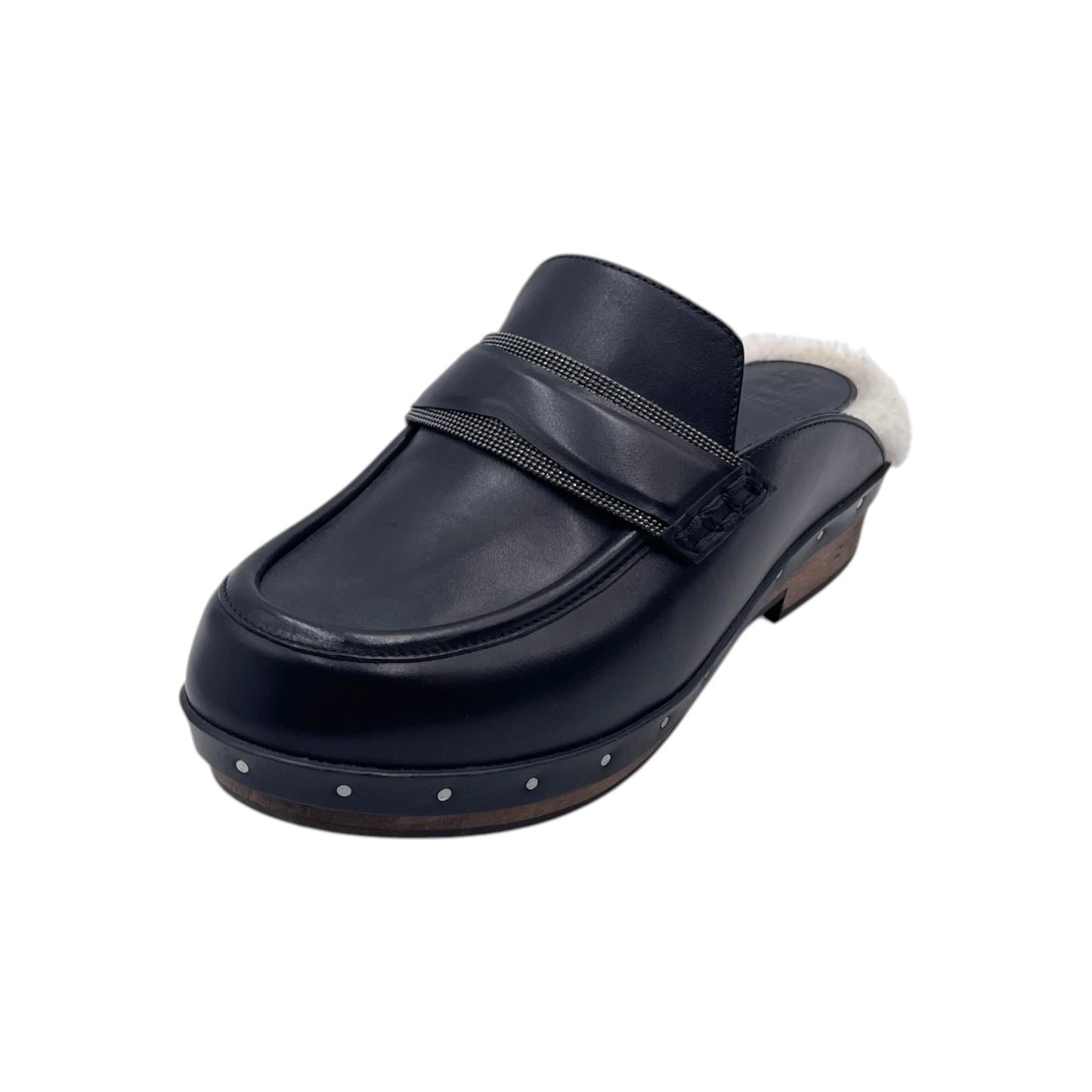 Brunello Cucinelli Monili Leather Clog Mule