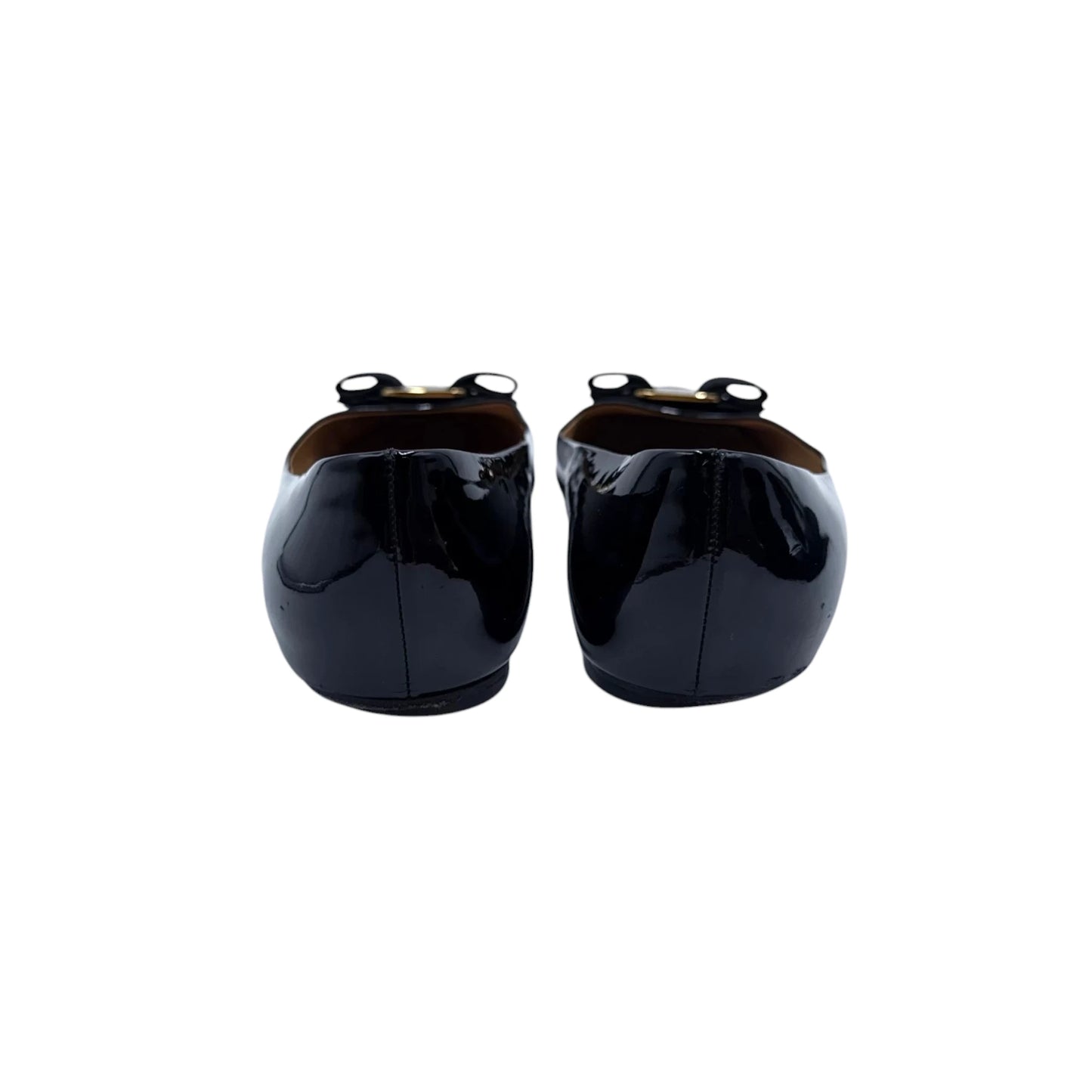 Salvatore Ferragamo Black Gold Bow Flats