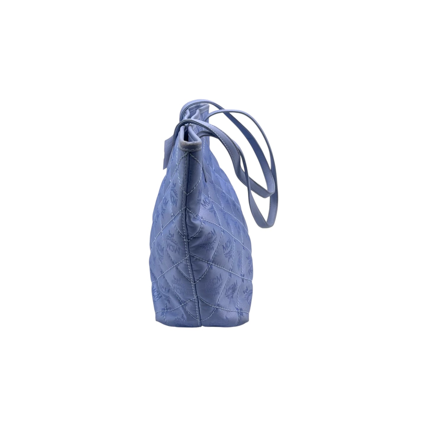 MCM Blue Quilted Nylon Tote Bag