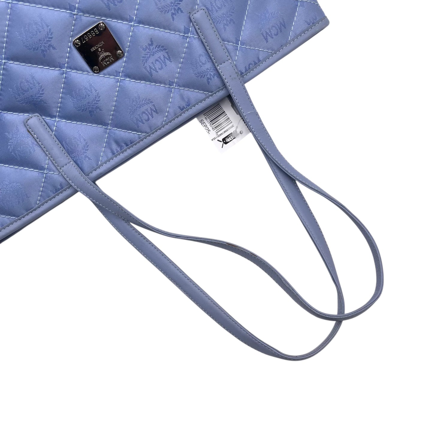 MCM Blue Quilted Nylon Tote Bag