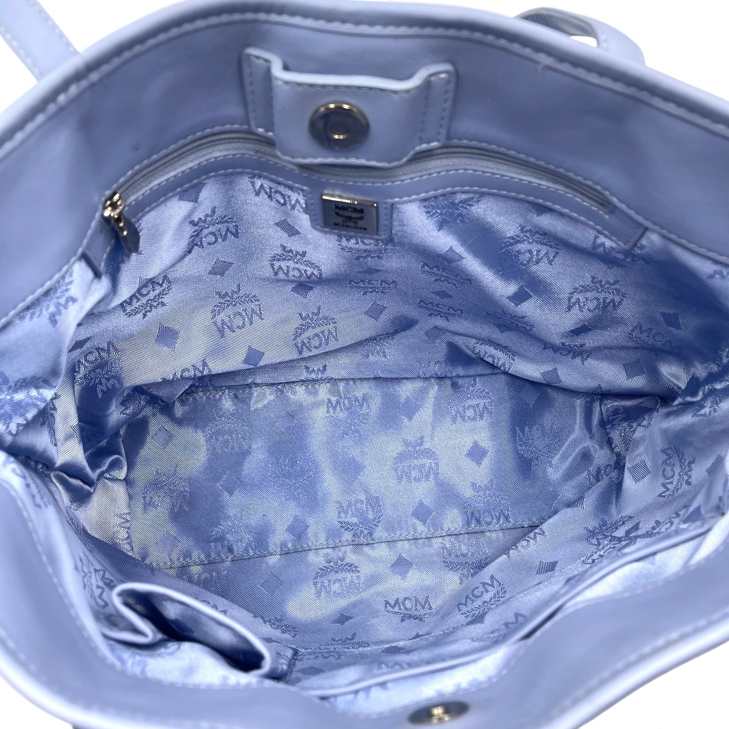 MCM Blue Quilted Nylon Tote Bag